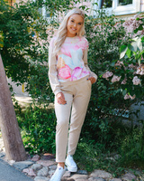BEIGE AKINDE VELVET OVERSIZE SWEATER