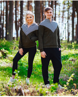 UNISEX ZIPPER SUEDE SWEATER FOR HIM GREEN