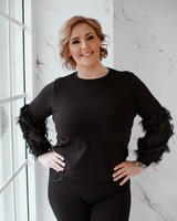 ALICE FRINGE SLEEVES PLUS SWEATSHIRT BLACK