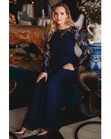 WIDE LEG JUMPSUIT NAVY BLUE LACE