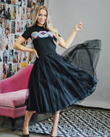 MESH MIDI SKIRT BLACK