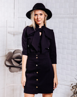 BIG BOW DENIM BLOUSE BLACK
