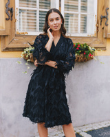BLACK FRINGE MIDI DRESS