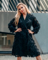 BLACK FRINGE MIDI DRESS