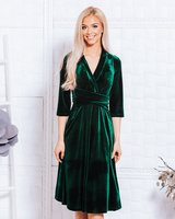 ELEGANT DRESS VELVET GREEN