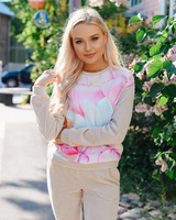 BEIGE AKINDE VELVET OVERSIZE SWEATER