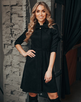 BOW SUEDE DRESS BLACK