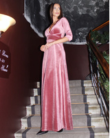 ELEGANT MAXI DRESS PINK VELVET