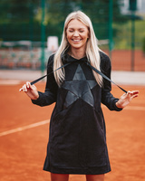 BLACK STAR HOODED SWEATERDRESS