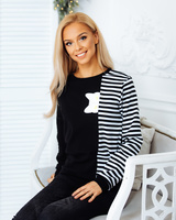 PEEK-A-BOO CAT SWEATSHIRT BLACK STRIPE