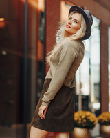 GEOMETRIC DARK GREEN & GREY SUEDE DRESS