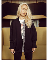 UNISEX BLACK BOMBER JACKET WITH ETHNIC PRINT