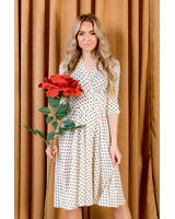 ELEGANT MIDI DRESS WHITE POLKA DOT