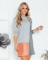 TWAIN PLEATED DRESS GREY § PEACHY