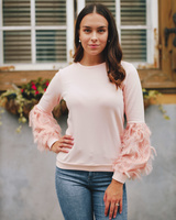 ALICE FRINGE SLEEVE SWEATSHIRT PEACHY