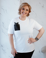 KITTY LEATHER POCKET PRINT PLUS T-SHIRT WHITE