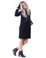 BLACK STAR SUEDE HOODED DRESS