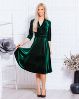 ELEGANT DRESS VELVET GREEN