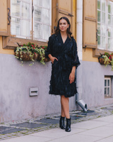 BLACK FRINGE MIDI DRESS