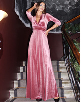 ELEGANT MAXI DRESS PINK VELVET