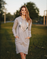 SILVER FOX HOODED DRESS GREY