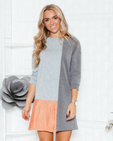 TWAIN PLEATED DRESS GREY § PEACHY