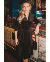 ELEGANT MIDI DRESS BLACK VELVET