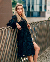 BLACK FRINGE MIDI DRESS