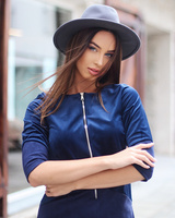 ZIPPER DRESS VELVET BLUE