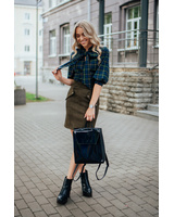 GREEN MINI STUD SUEDE SKIRT