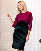 TRIO PURPLE-BLACK SUEDE GREEN VELVET DRESS