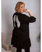 ANGEL PRINT FRILL DRESS BLACK