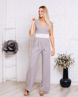 WRAP RAGLAN JUMPSUIT LIGHT GREY