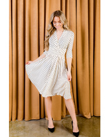 ELEGANT MIDI DRESS WHITE POLKA DOT