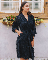 BLACK FRINGE MIDI DRESS