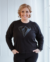 LEATHER DIAMOND SWEATSHIRT BLACK