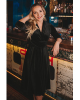 ELEGANT MIDI DRESS BLACK VELVET