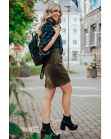 GREEN MINI STUD SUEDE SKIRT