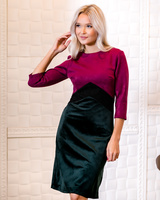 TRIO PURPLE-BLACK SUEDE GREEN VELVET DRESS