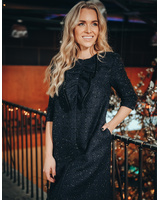 FRILL DRESS SHINY NAVY