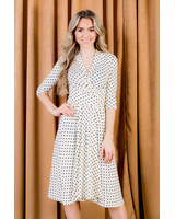 ELEGANT MIDI DRESS WHITE POLKA DOT