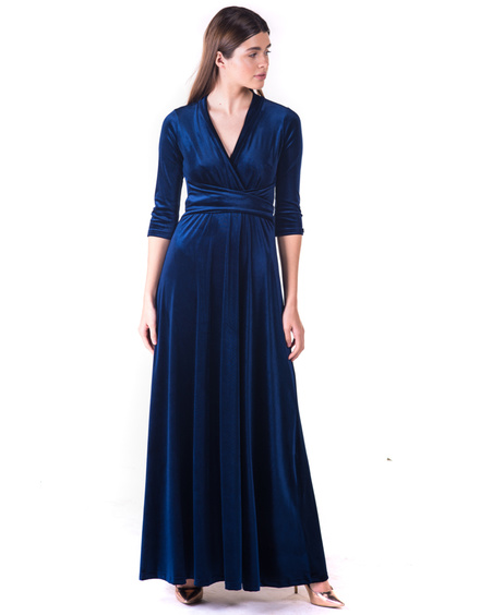 ELEGANT VELVET MAXI DRESS BLUE