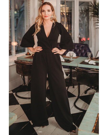 BLACK WIDE SLEEVE JUMPSUIT