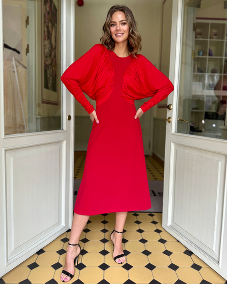PARROT MIDI DRESS RED