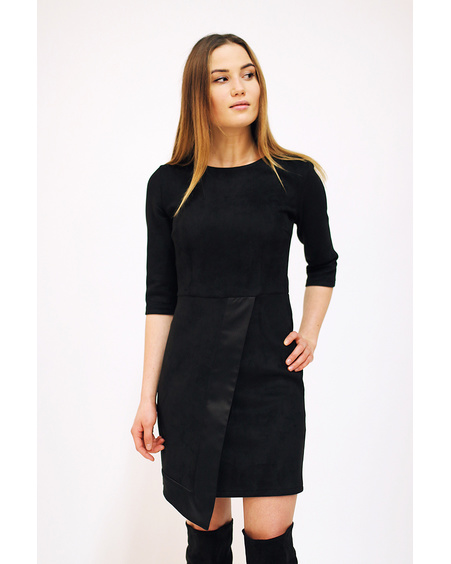 COOL FLAP BLACK SUEDE DRESS