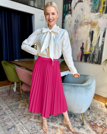 PLEATED MIDI SKIRT PINK
