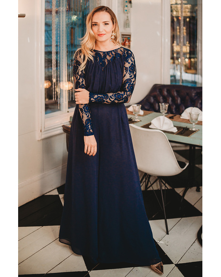 WIDE LEG JUMPSUIT NAVY BLUE LACE