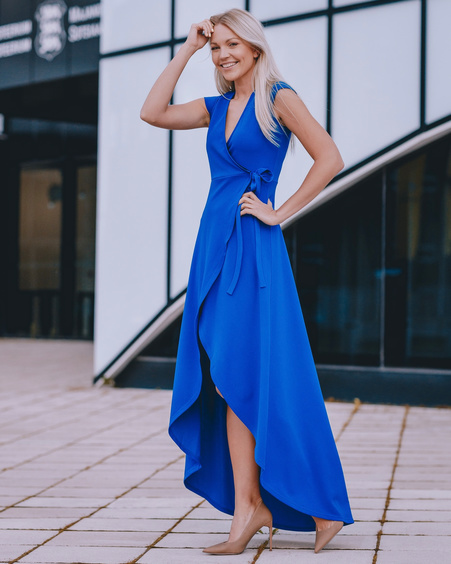 WRAP MAXI DRESS ELECTRIC BLUE