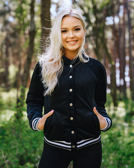 STRIPE BOMBER BLACK VELVET