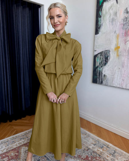 SUPER BOW MIDI DRESS GREEN